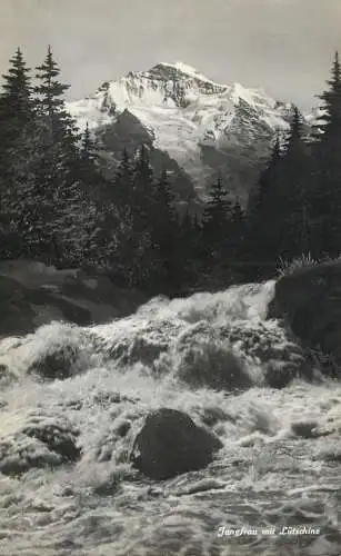 Switzerland postcard die Jungfrau mit Lutschine waterfall