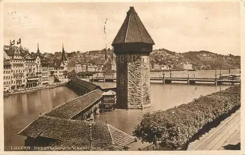 Switzerland postcard Luzern kapellbrucke u Wasserturm