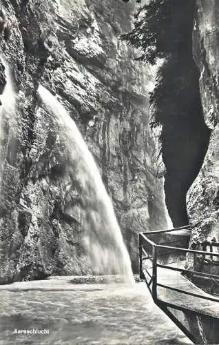 Switzerland postcard Aareschlucht waterfall