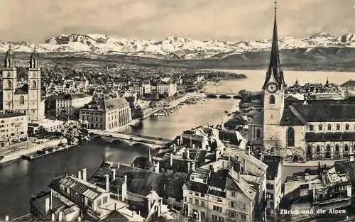 Switzerland postcard Zürich und die Alpen