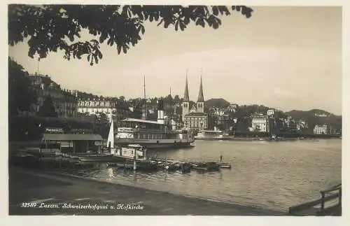 Switzerland postcard Luzern Schweizerhofquai paddle steamer