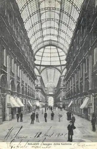 Italy postcard Milano interno della galleria