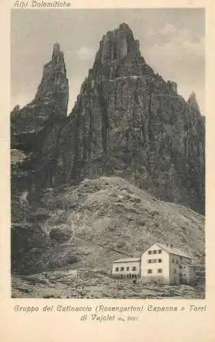 Italy postcard gruppo del Catinaccio Rosengarten Capanna e Torri