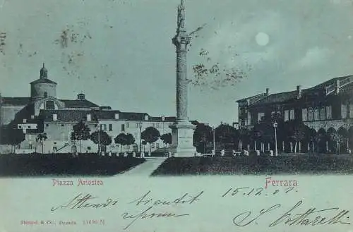 Italy postcard Ferrara Piazza Ariostea
