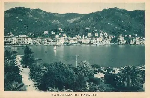 Italy postcard Rapallo harbour panorama
