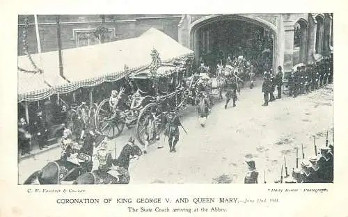 British royalty coronation parade procession of King Edward V and Queen Mary state coach