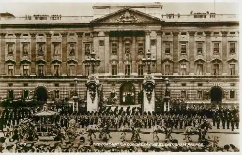 British royalty coronation parade procession leaving Buckingham Palace
