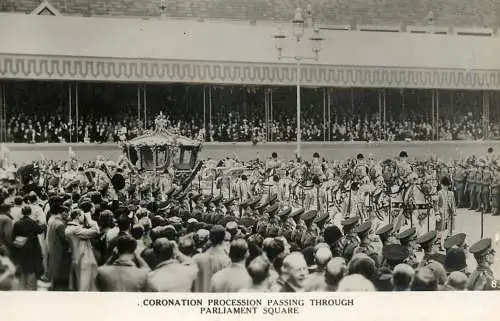 British royalty coronation parade procession royal carriage passing through Parliament Square