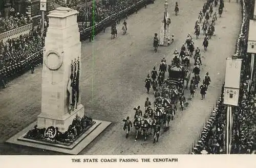 British royalty coronation parade procession royal carriage passing the Cenotaph