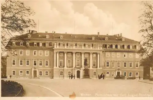 Germany postcard Weimar Furstenhaus mit Carl August Denkmal