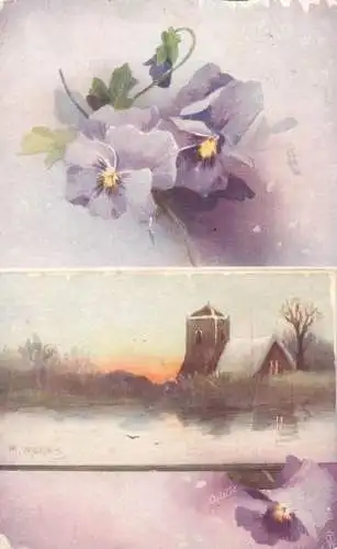 British scenic UK Oilette M. Moyais flower church