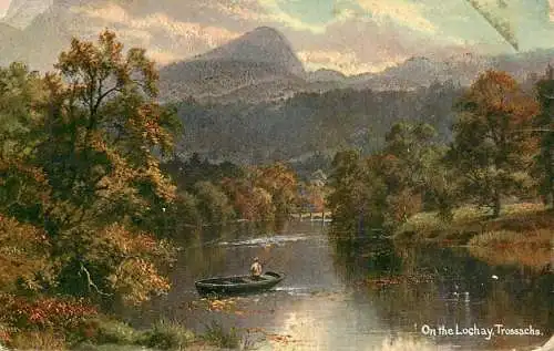 British scenic UK Scotland Trossachs on the Lochay fishing boat