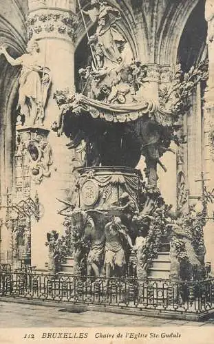 Belgium postcard Bruxelles chaire de l' Eglise Ste Gudule