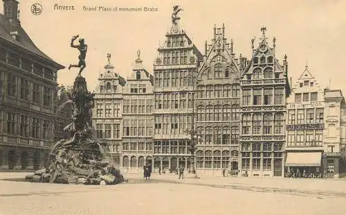 Belgium postcard Anvers Grand Place et monument Brabo