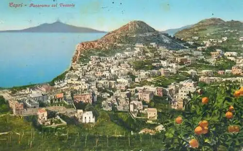 Italy postcard Capri panorama col Vesuvio