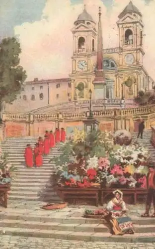 Italy postcard Rome Trinita dei Monti
