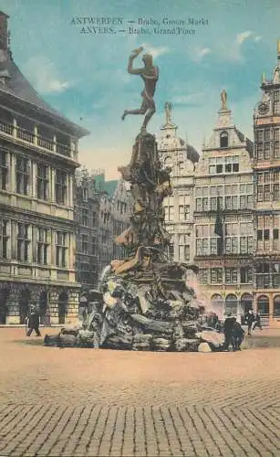 Belgium postcard Antwerp Brabo grand place