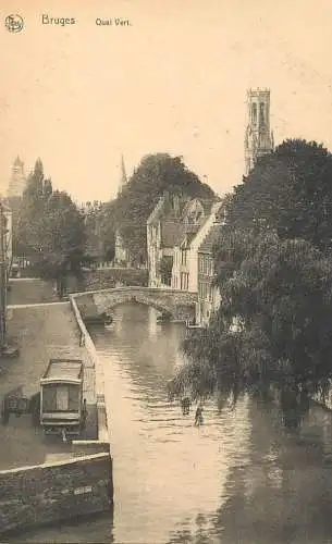 Belgium postcard Brugge quai vert