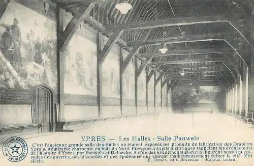 Belgium postcard Ypres les halles