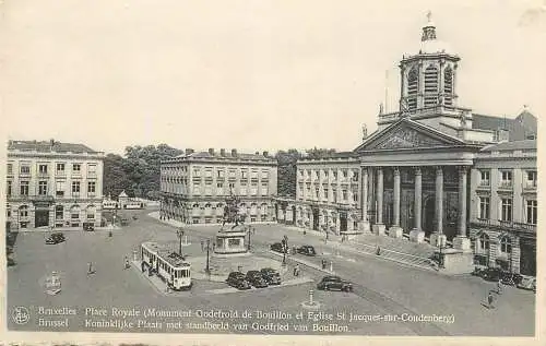 Belgium postcard Bruxelles Place Royale tram