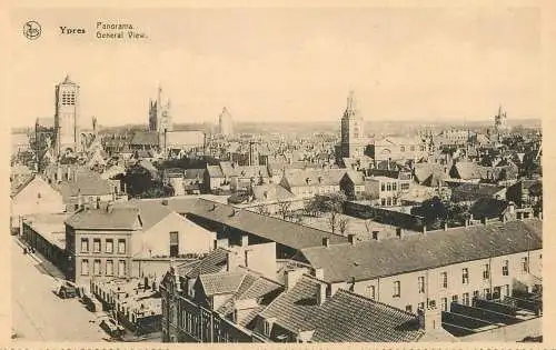 Belgium postcard Ypres panorama