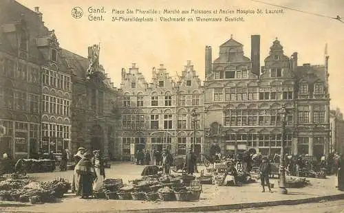 Belgium postcard Gand Gent fish market