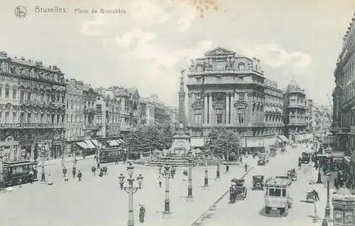 Belgium postcard Bruxelles place de Brouckere tram