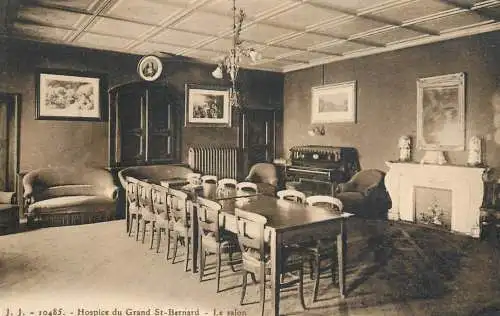 Switzerland postcard Hospice du Grand St. Bernard le salon