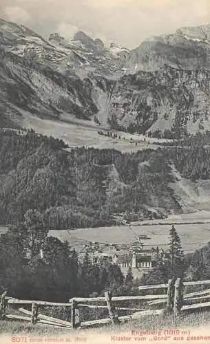 Switzerland postcard Engelberg kloster vom Bord aus gesehen