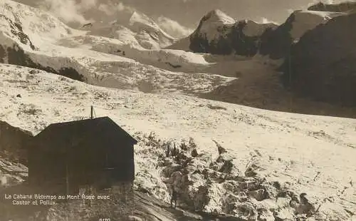 Switzerland postcard la cabane Betemps au Mont Rose Castor et Pollux
