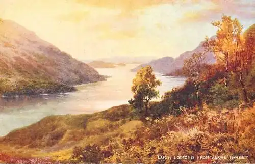 Scenic postcard Scotland Loch Lomond from above Tarbet
