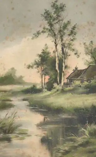 Scenic postcard France river landscape farm