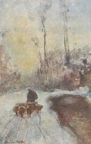 Scenic postcard Italy Emilio Borsa painting winter scene