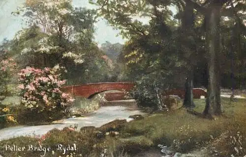 Scenic postcard England Rydal, Cumbri Pelter bridge