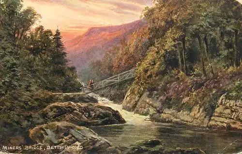Scenic postcard Wales Miner's bridge Betws-y-coed