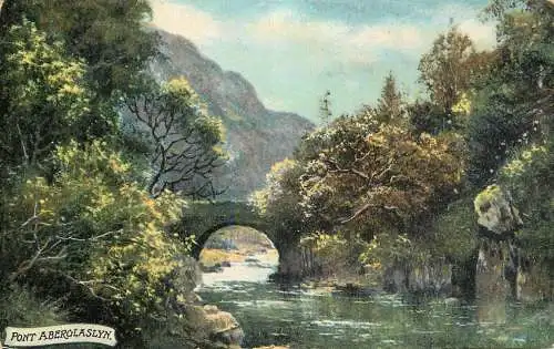 Scenic postcard Wales Pont Aberglaslyn