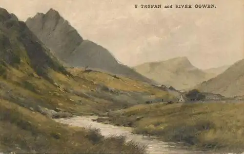 Wales Y Tryfan and River Ogwen picturesque natural landscape
