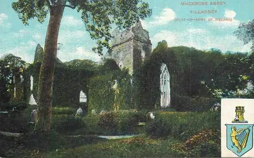 Ireland Killarney Muckcross Abbey & Coat of Arms of Ireland