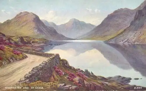 England Wastwater & GT Gable artwork signed E.H Thompson lakeland picturesque scenery