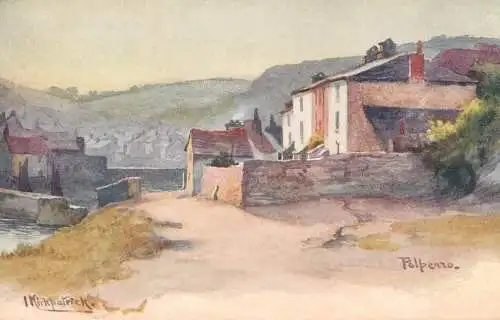 England Polperro signed artwork drawing