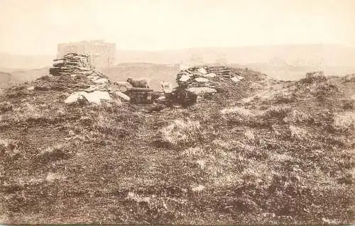 United Kingdom England sheep rock formation and castle