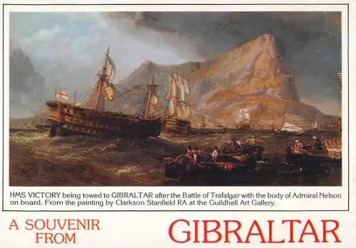 Navigation sailing vessels & boats themed postcard Gibraltar galleon HMS Victory