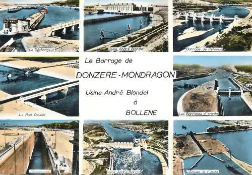 Navigation sailing vessels & boats themed postcard le barrage de Donzere Mondragon barge trench