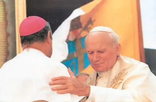 Pope John Paul II papal travels postcard Yucatan