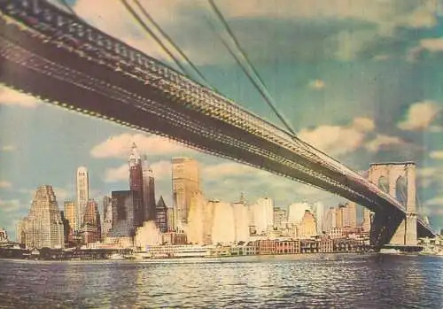 United States New York Brooklyn Bridge lenticular stereo 3D postcard format 11 x 16 cm