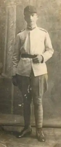 Military portrait uniform photo ca. 8 x 18 cm backnote 1916-1919 Reg. 59-43 Infanterie Sergent Tudor Diaconescu
