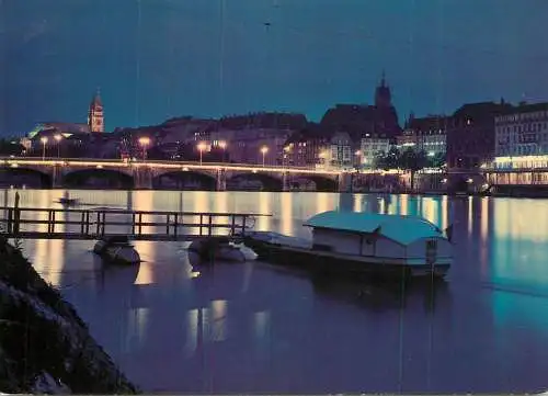 Navigation sailing vessels & boats themed postcard Basel Rhine bank