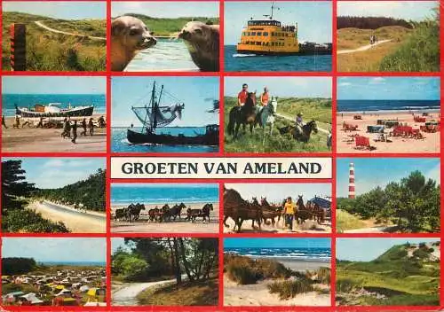 Navigation sailing vessels & boats themed postcard Groeten van Ameland fishing trauler