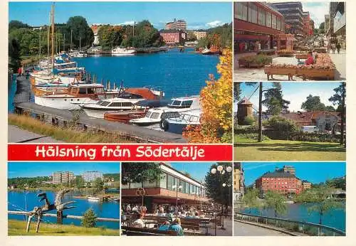 Navigation sailing vessels & boats themed postcard Halsning fran Sodertalje
