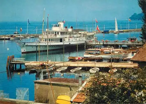 Navigation sailing vessels & boats themed postcard Thonon les Bains harbour paddle steamer Vevey
